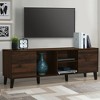 Mid-Century Modern TV Stand TV Console Media Console Entertainment Center with 2 Storage Cabinets for TVs Up to 70", Dark Brown-ModernLuxe - 2 of 4