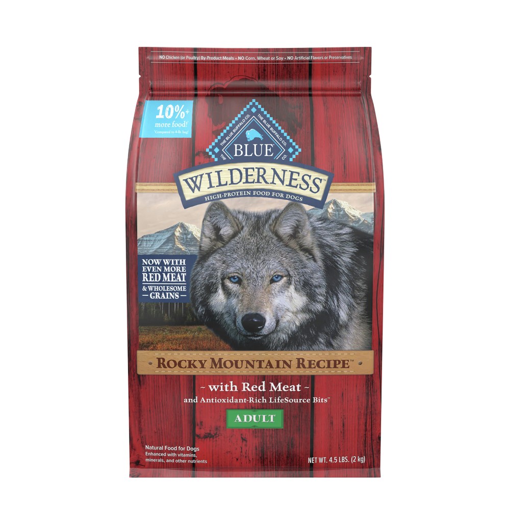 Blue Buffalo Wilderness Rocky Mountain Recipe High Protein Natural Adult Dry Dog Food Beef with Grain - 4.5lbs