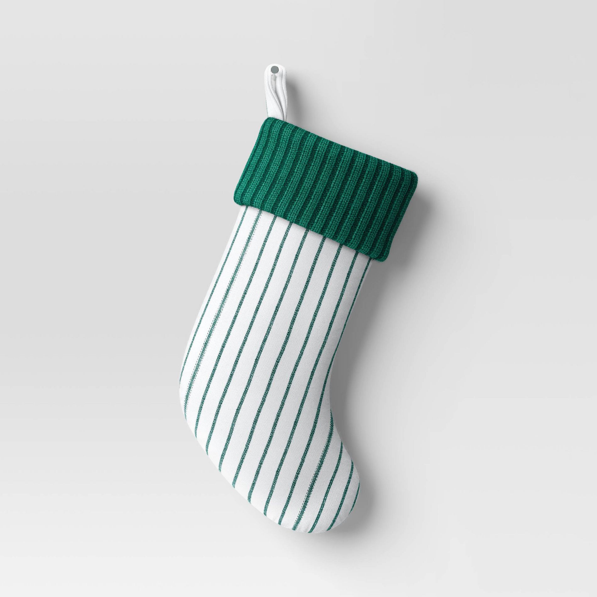 20" Christmas Woven Stripes Stocking Green - Wondershop™