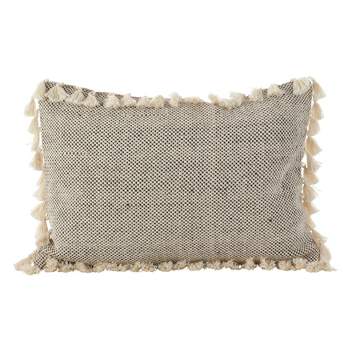 Saro Lifestyle Tasseled Moroccan Pillow - Down Filled, 14"x20" Oblong, Ivory