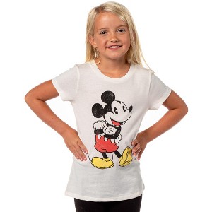 Mickey Mouse Girls Cute Mickey Pose Kids Graphic Print Short Sleeve T-Shirt - 1 of 4