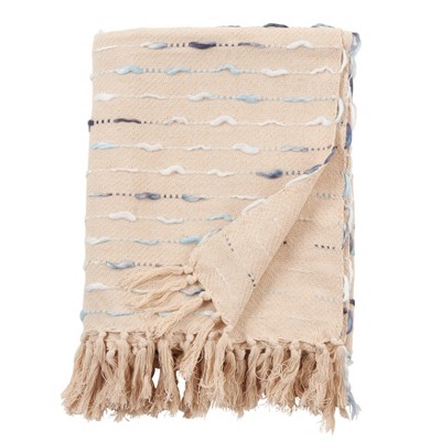 Boho-Chic Multicolor Stitched Striped Throw with Tassels