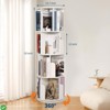 4-Tier Rotating Wooden Bookshelf, 360¡ã Floor-Standing Bookcase, Multi-Functional Storage Organizer for Living Room or Bedroom, White - 4 of 4