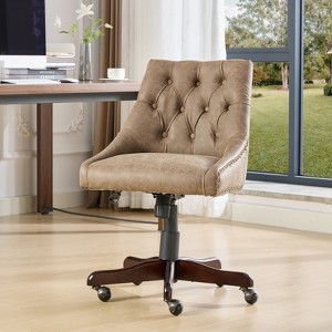 Mid Century Office Computer Desk Chair, Retro Sheepskin Pattern Home Office Chair with Lift Swivel & Recline Functions, Rolling Work Chairs for Home - 1 of 4