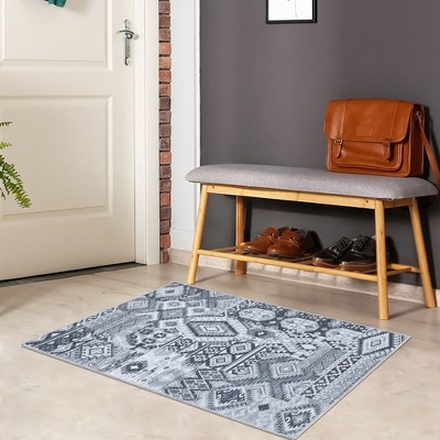 Vintage Area Rug Bohemian Washable Rug Soft Low Pile Rugs for Living Room Bedroom Dining Room