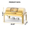 Full Size 9QT Roll Top Chafing Dish - Rectangular Stainless Steel Buffet Warmer with Glass Window for Wedding, Parties, Banquet, Events - 2 of 4