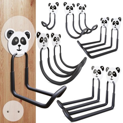 phiestina 10-Pack Heavy Duty Garage Storage Hooks, Steel Utility “J” Wall Mount, Non-Slip PVC, for Bikes, Ladders, Chairs, Garden & Tools Organization