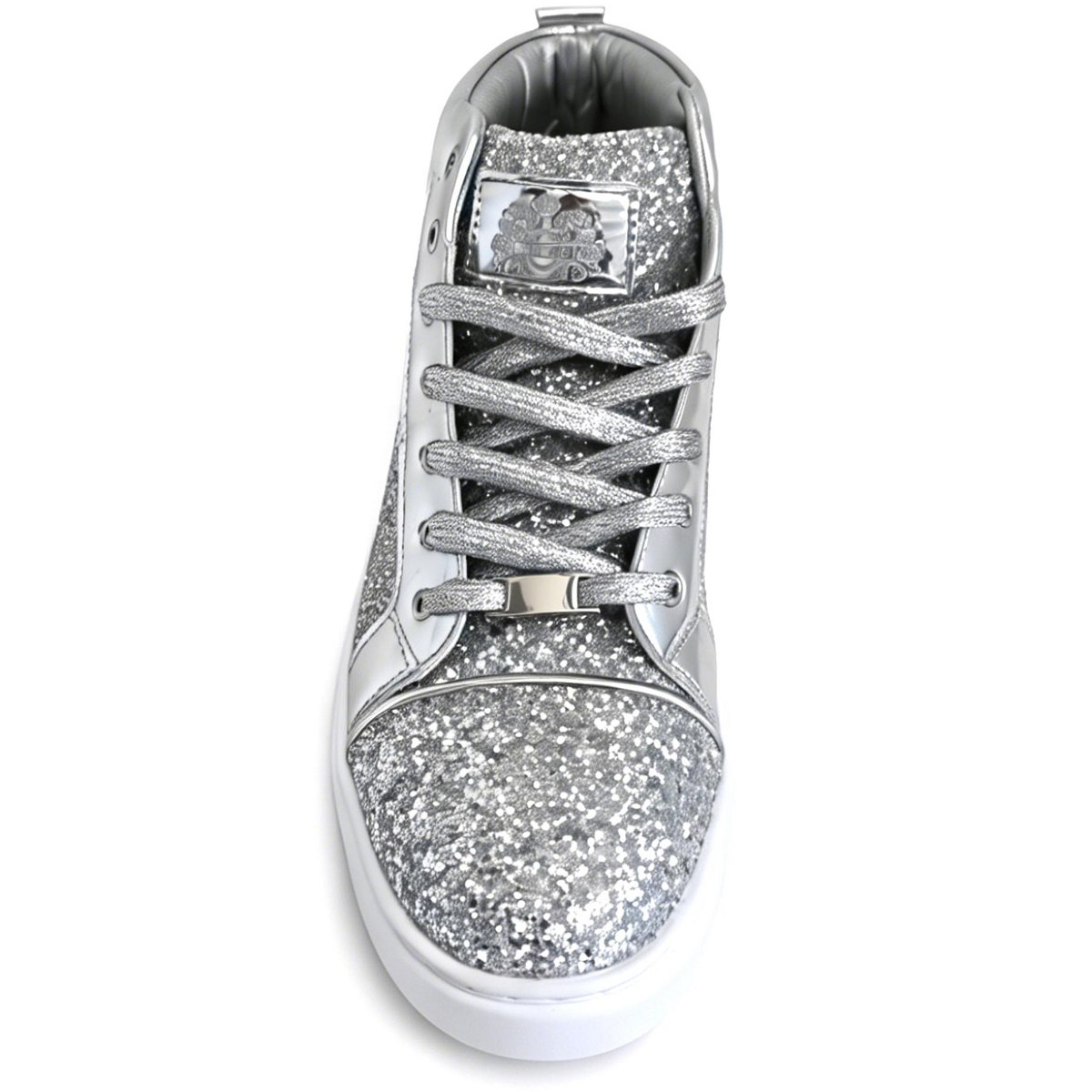 Мужские Bangka Men's High Top Sneakers Fashion Glitter Blink Lace Up Dress Shoes, silver-10.5 — фото 4