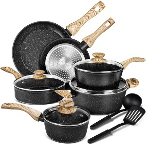MICHELANGELO Pots and Pans Set Nonstick, Kitchen Cookware Sets with Black Granite Coating, Non Toxic Cookware Set Induction Compatible, 12 Pcs - 1 of 4