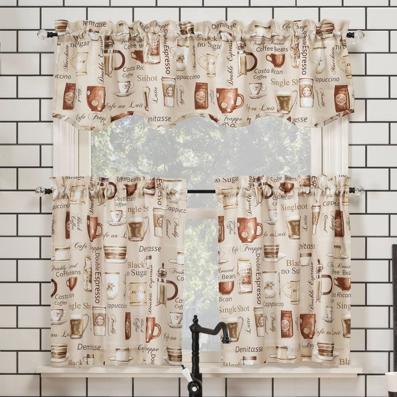 Bristol Coffee Shop Semi-Sheer Rod Pocket Kitchen Curtain Valance and Tiers Set Ivory - No. 918, 1 of 11