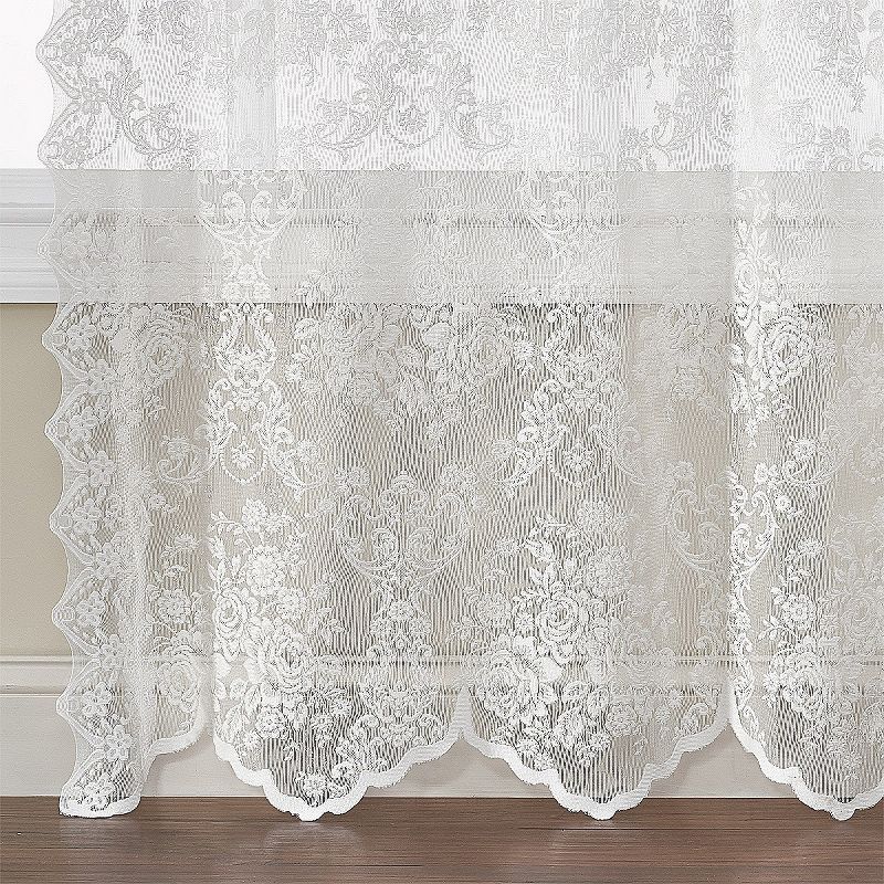 Kate Aurora Shabby Chic Lace Single Curtain Panel With An Attached Valance, 3 of 4