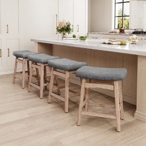 Captiva Designs 24 inch Height Bar Stool with Padded Seat & Solid Wood Frame & Footrest - 1 of 4