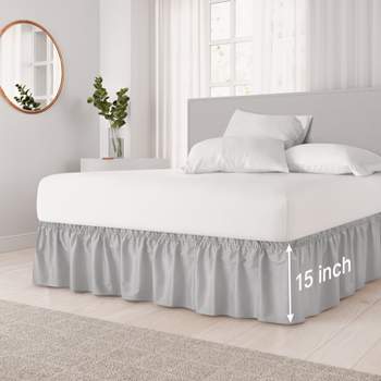 Ruched Ruffle Elastic Easy Wrap Around Bed Skirt