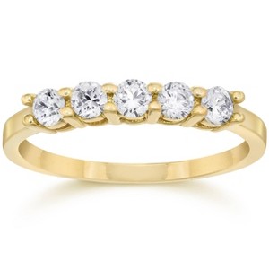 Pompeii3 1/2ct Five Stone Diamond Ring 14K Yellow Gold - 1 of 4