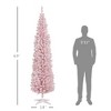 7ft Pencil Christmas Tree, Slim Artificial Christmas Tree with Snow Flocked Branches and Warm White LED Lights - 3 of 4