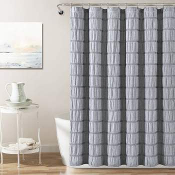 Waffle Striped Woven Cotton Shower Curtain - Lush Décor
