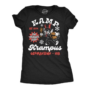 Womens Funny T Shirts Kamp Krampus Sarcastic Christmas Graphic Novelty Tee For Ladies - Crazy Dog Women's T Shirt Gift For Christmas - 1 of 4
