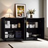 Fluted 4-Door Buffet Cabinet with Adjustable Shelves, Retro Sideboard Storage Cabinet with Soft-Closing Hinges and Cable Holes for Dining Room - 4 of 4