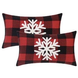 Unique Bargains Plaid Print Decorative Farmhouse Pillowcase 2 Pcs - 1 of 4
