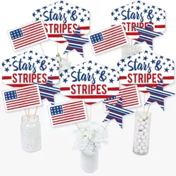 Big Dot of Happiness Stars and Stripes Shaped Memorial Day Set of 24 4th of July and Labor Day USA Patriotic Party Wine Glass Markers 