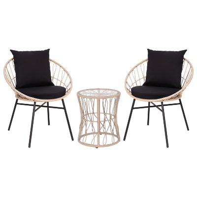 Flash Furniture Devon 3 piece Indoor outdoor Bistro Set Papasan