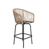 Outdoor Bar Stools, Rattan Bar Chairs With Backrest, Set Of 2, 2-Piece Patio Bar Stools With Armrests, Wicker Bar Stools With Cushion-Cuddlewood - 3 of 4