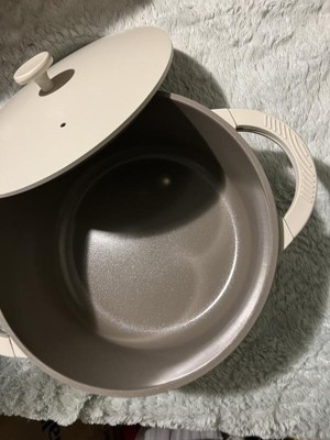 Goodful 10pc Cast Aluminum, Ceramic Cookware Set Cream