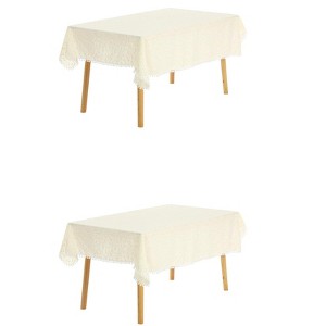 Unique Bargains Cotton Restaurant Picnic Party Tablecloth Yellow 2 Pcs - 1 of 4