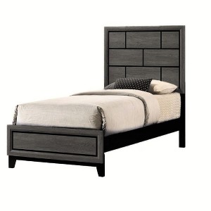Okak Modern Platform Bed Frame Panel Low-profile Bed with Geometric Design Headboard Strong Wood Slats Easy to Assemble - 1 of 3