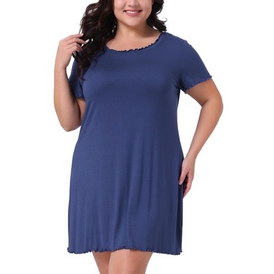 Agnes Orinda Women's Plus Size Soft Short Sleeve Ruffle Mini Loose Pajama Nightgowns