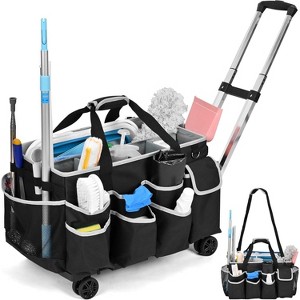 Rolling Cleaning Caddy for Supplies Organizer, Portable Cleaning Cart on Wheels with Bag for Housekeepers and Home Use - 1 of 4