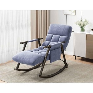 CAVINAS Velvet Glider Rocking Chair with Adjustable High Backres and Footrest,Upholstered Rocking Chairs,Nursery Accent Chair for Bedroom - 1 of 4