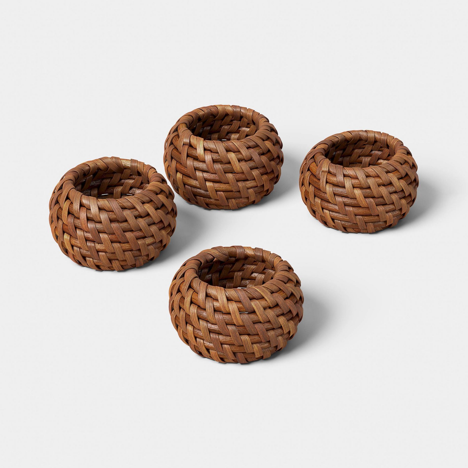 4pk Rattan Napkin Rings Brown - Threshold™