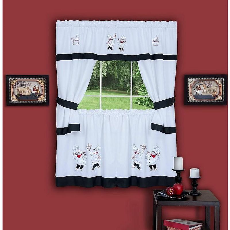 Kate Aurora Gourmet Pastry Chef Complete 5 Piece Cottage Kitchen Curtain Swag Valance & Tier Set, 1 of 2