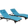 Outdoor Wicker Garden Reclining Lounge Chairs Set of 2,Adjustable Wave Recliner Chairs with Cushion,Patio Poolside Chaise Lounge-Coolbibila - 4 of 4
