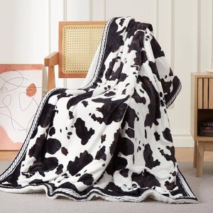 GustoWave Cow Print 10 Heat Levels Electric Heating Blanket, Machine Washable, Brown+White - 1 of 4
