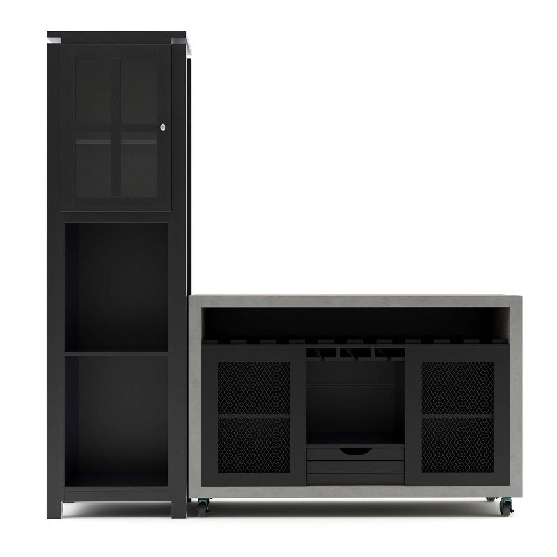 2pc Torrey Multi Storage Buffet and Bar Tower Set Black/Cement - HOMES: Inside + Out, 1 of 7