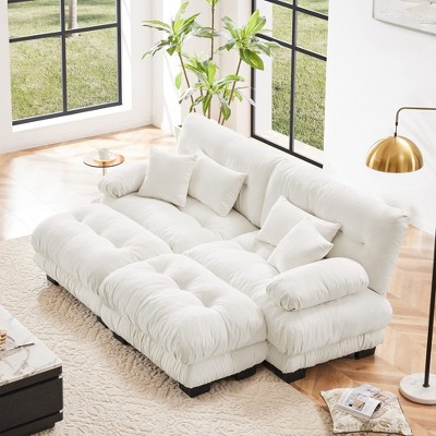 NicBex Couches for Living Room 2-Seater Sofa Cloud Couch Comfort Chenille Upholstered Sofa 2 Lumbar Pillows and 2 Throw Pillows for Bedroom
