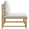 VidaXL Patio Middle Sofa with Light Gray Cushions Bamboo - 4 of 4