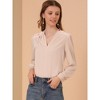 Allegra K Women's V Neck Lace Trim Casual Work Office Long Sleeve Blouse - 2 of 4