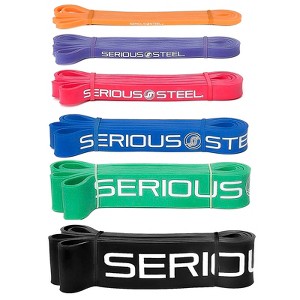 Serious Steel Fitness 32 Inch Resistance Band, Complete Set, 6 Piece Set - 1 of 4
