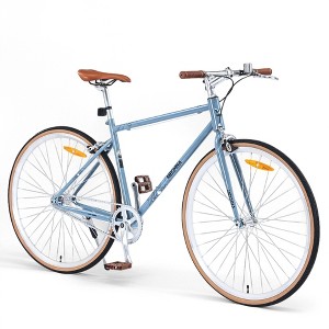 NAYSAYE 27.5 Inch Adult Bicycle Single Speed Retro Style 700C Road Bike City Cmmuter Bike Steel Frame for Men Women, Blue Gray, 64.97"*24.41"*38.52" - 1 of 4
