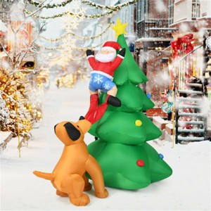 Angel Sar 79" Inflatable Christmas Tree with Santa & Puppy, LED Light-Up Yard Decoration, Waterproof Blow-Up Outdoor Decor for Garden, Party - 1 of 4