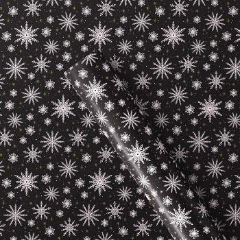 25 sq ft Metallic Snowflakes Christmas Gift Wrap Black/Silver - Wondershop™