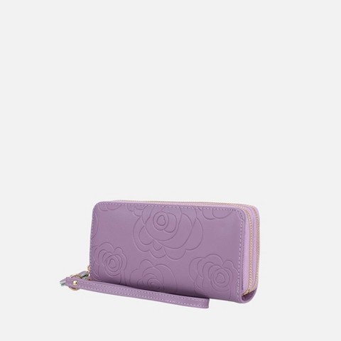 MKF Collection Ellie Genuine Leather Flower-Embossed Women’s Wristlet Wallet by Mia K - Lavender