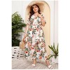Coolmee Womens Plus Size Dress Summer Boho V Neck Wrap Maxi Dress High Waist Ruffle Casual Dress with Belt - 4 of 4