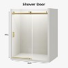 Zevemomo 56"-60"Wx76 H Frameless Shower Door, Sliding with 1/4" (6mm) Clear Tempered Glass,Silent Soft-Close Shatterproof,Reversible Installation,Gold - 3 of 4
