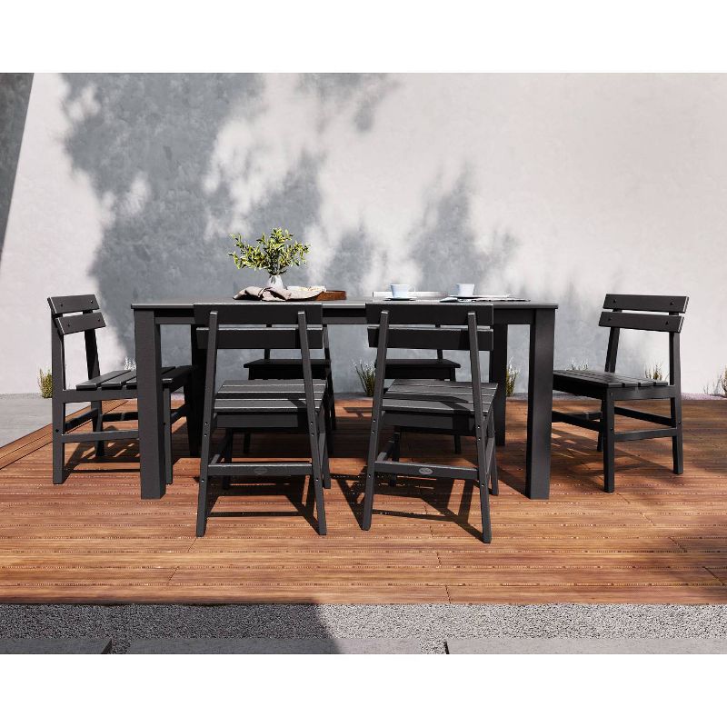 POLYWOOD 7pc Modern Studio Plaza Chairs and Parsons Table Outdoor Patio Dining Set, 2 of 5