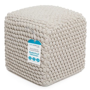 BIRDROCK HOME Bud Pouf Foot Stool Ottoman - Natural - 1 of 4