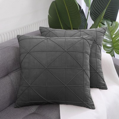 2 Pcs 18" x 18" Geometric Soft Solid Velvet Fabrics Decorative Pillow Cover - PiccoCasa